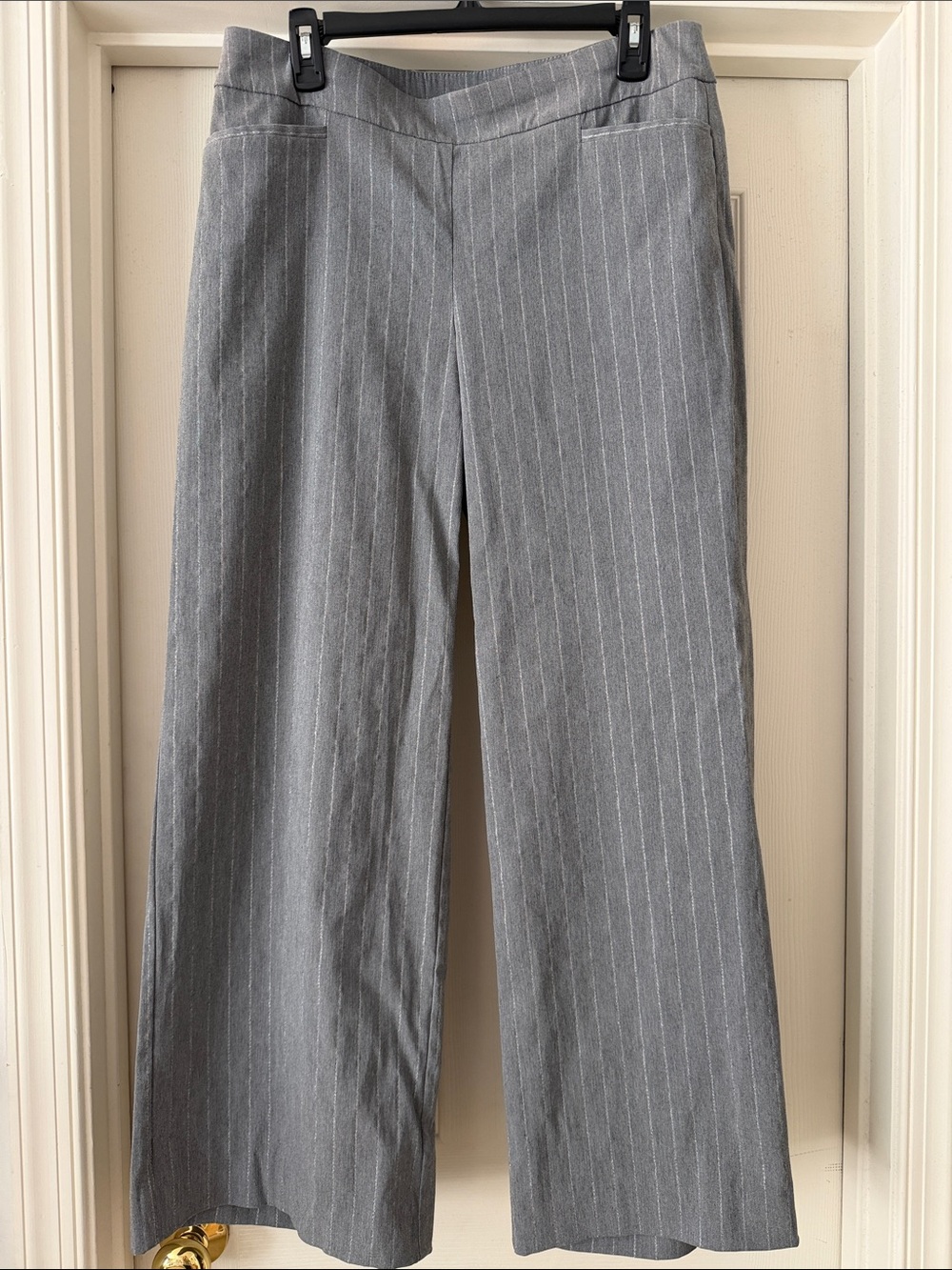 Chicos Gray Pinstripe Wide-Leg Dress Pants